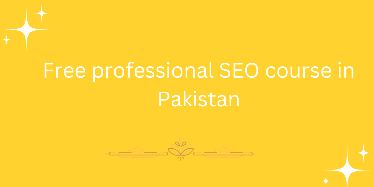 Free professional SEO course in Pakistan