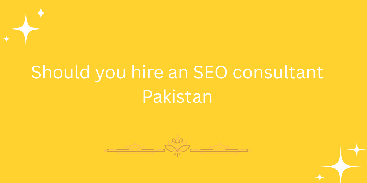 Should you hire an SEO consultant Pakistan