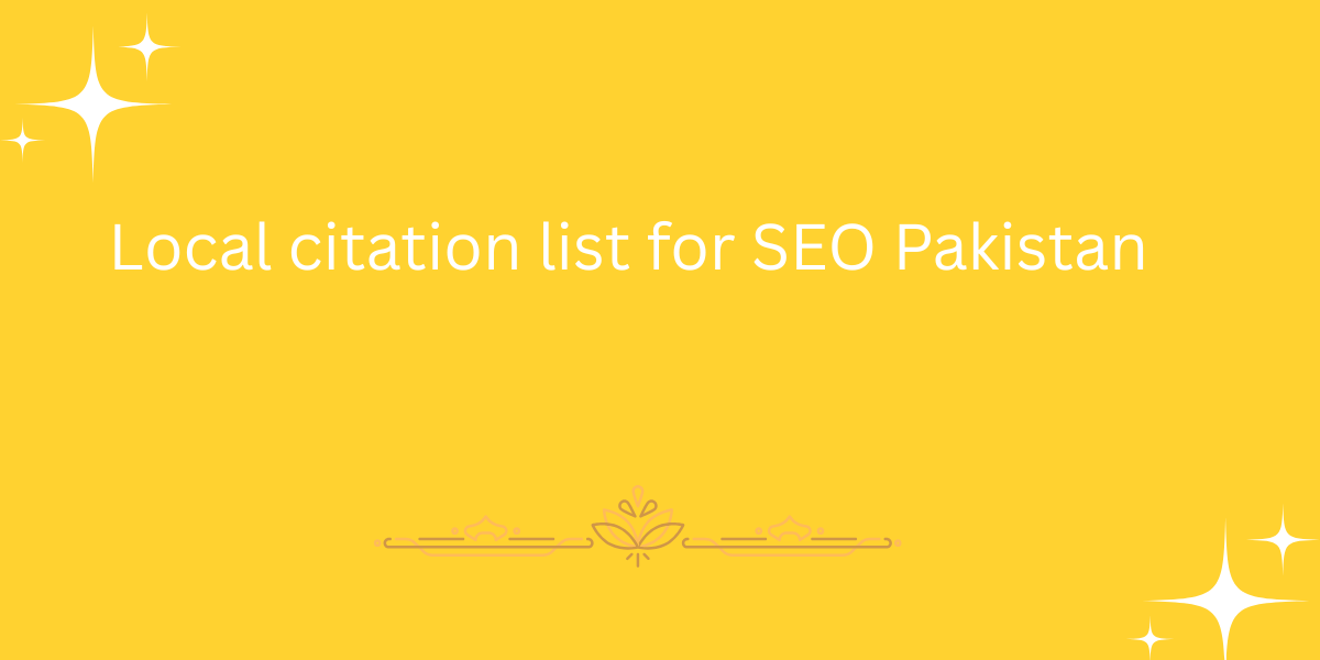 Local citation list for SEO Pakistan
